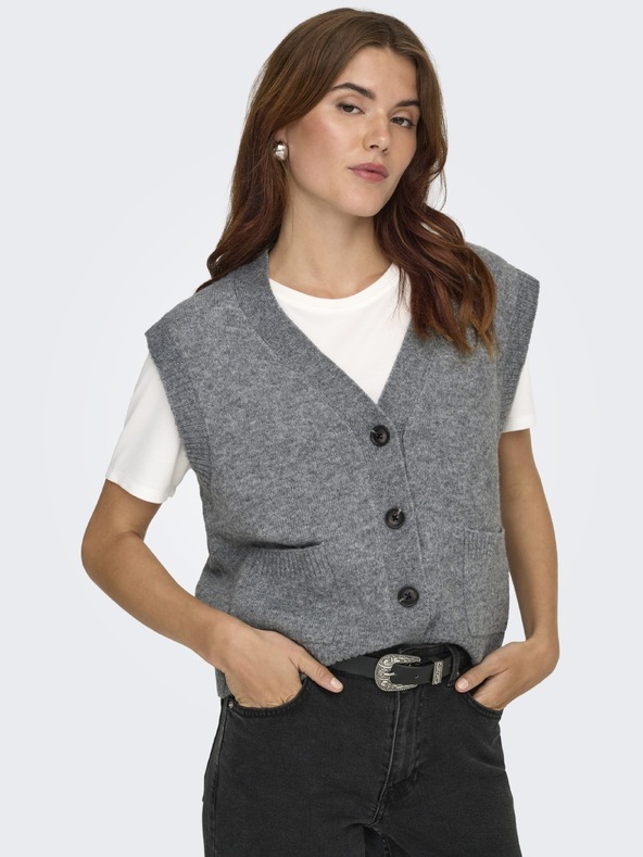 Jacqueline de Yong Kardigan bez rukávov SUPER grey melange