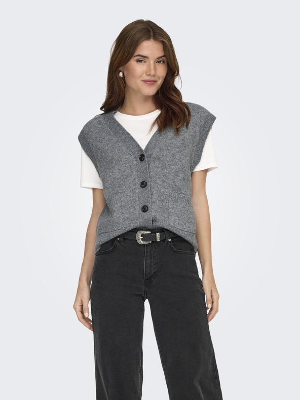 Jacqueline de Yong Kardigan bez rukávov SUPER grey melange