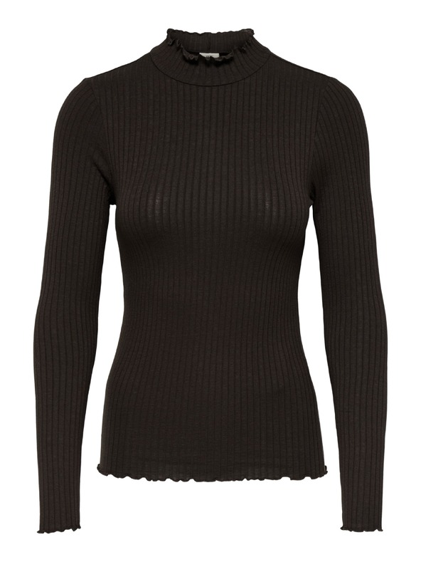 Jacqueline de Yong Top s dlhým rukávom FRANSISKA black coffee