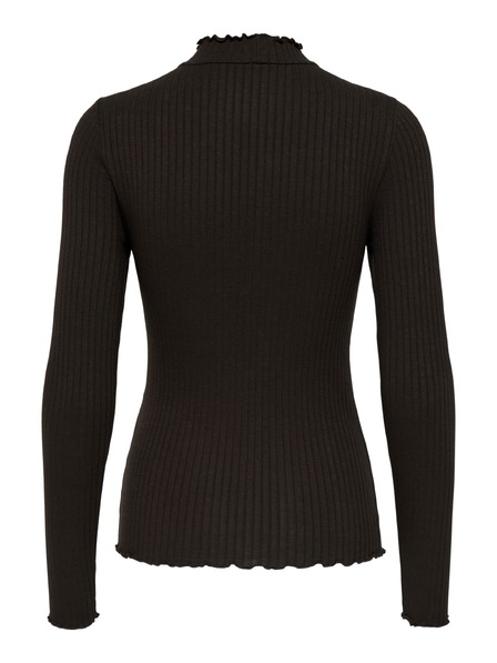 Jacqueline de Yong Top s dlhým rukávom FRANSISKA black coffee