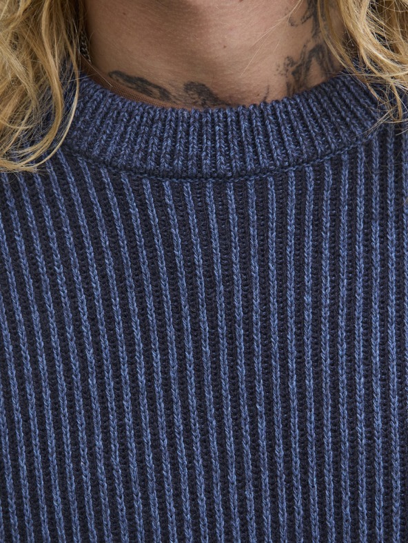 Jack & Jones Pánsky pletený sveter sky captain