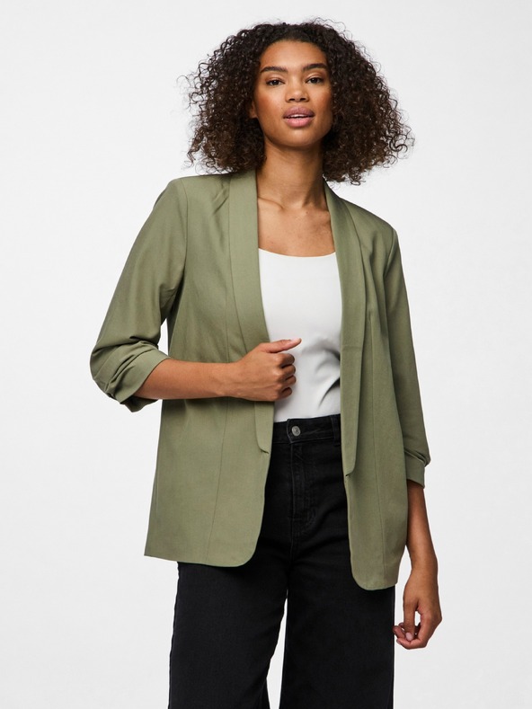 Pieces Zelený blazer s 3/4 rukávom