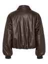 Pieces Tmavohnedá koženková bunda bomber LARA