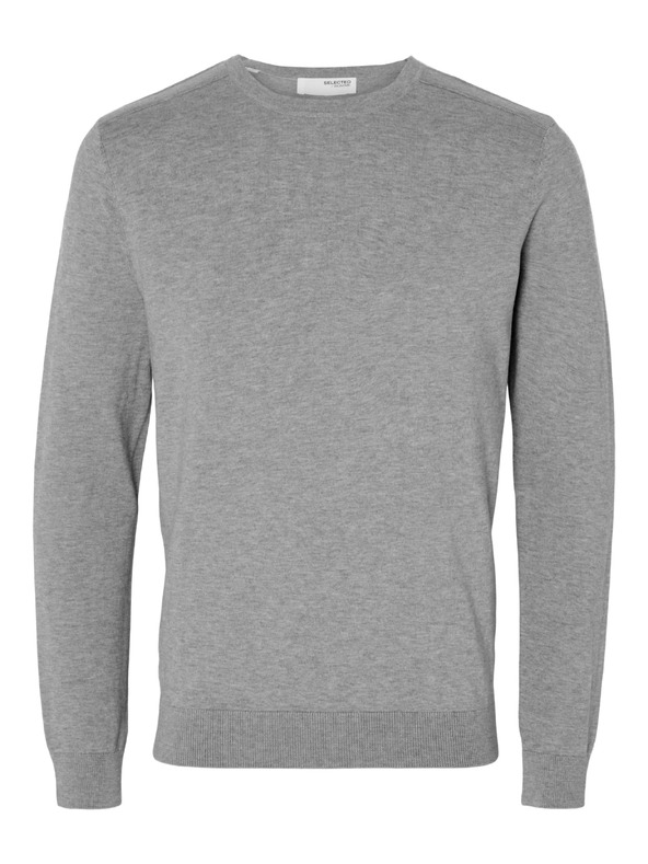 SELECTED Pánsky sveter SLMBERG medium grey