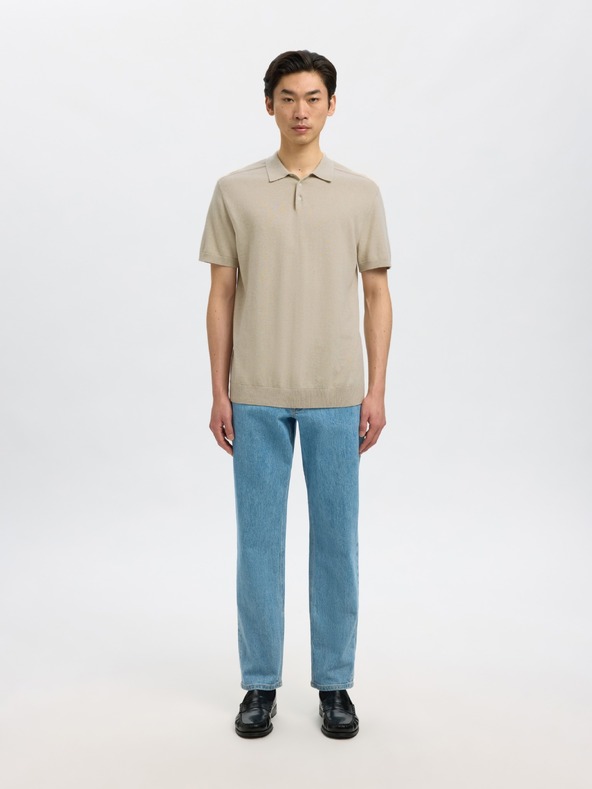 SELECTED Pánske polo tričko SELECTED béžové