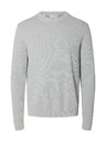 SELECTED Pánsky štruktúrovaný sveter light grey