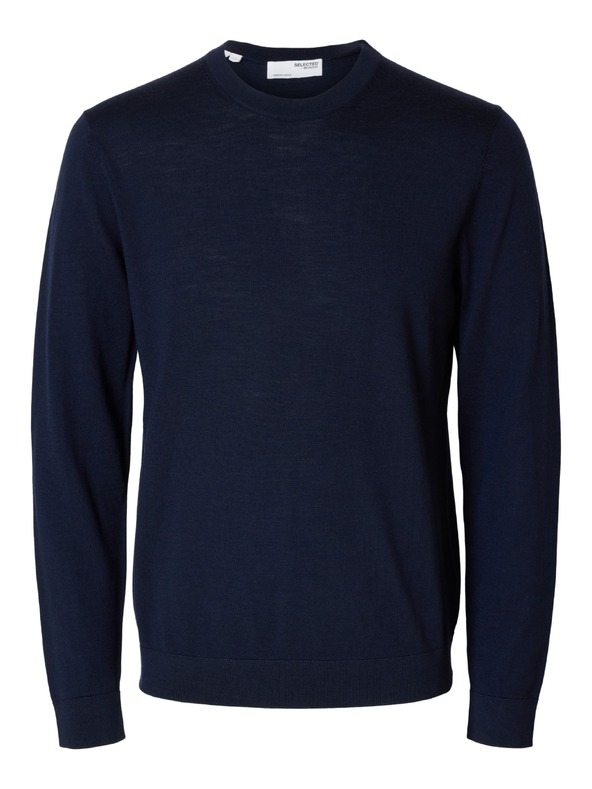 SELECTED Pánsky merino sveter navy blazer