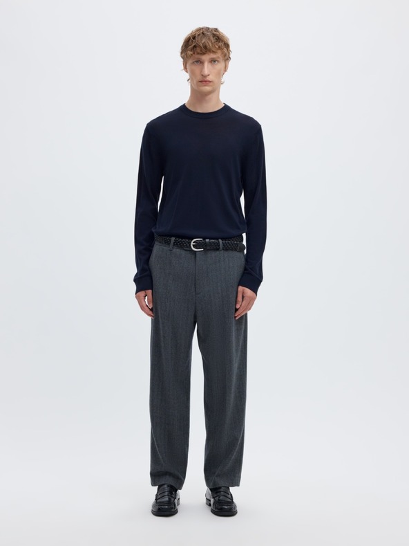 SELECTED Pánsky merino sveter navy blazer
