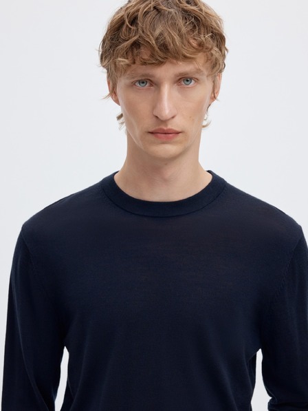 SELECTED Pánsky merino sveter navy blazer