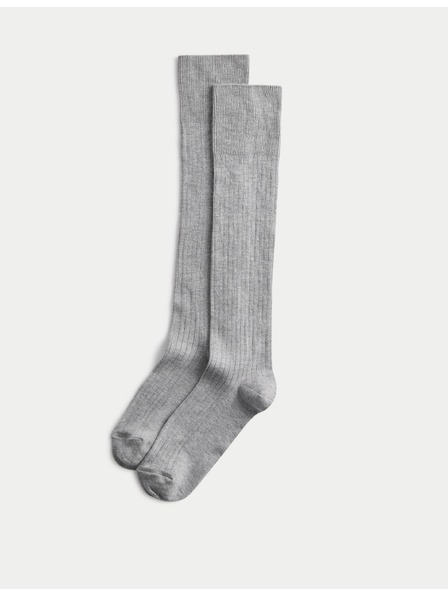 Marks & Spencer Vysoko mäkké ponožky po kolená s technológiou Freshfeet a technológiou Freshfeet, 2 ks v balení Marks & Spencer sivá