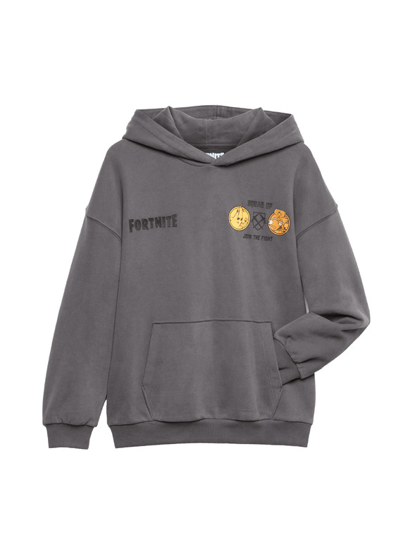 Marks & Spencer Mikina z čistej bavlny s kapucňou a grafickým motívom Fortnite™ (6–16 rokov) Marks & Spencer sivá