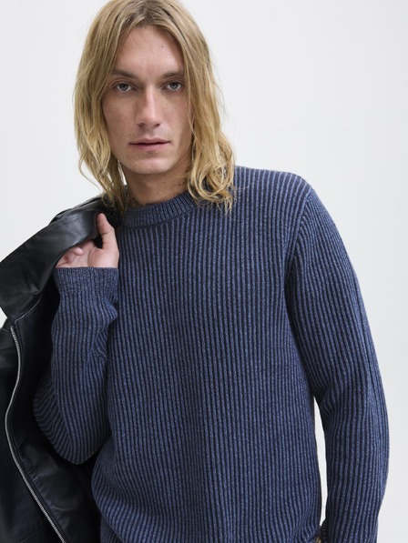 Jack & Jones Pánsky pletený sveter sky captain