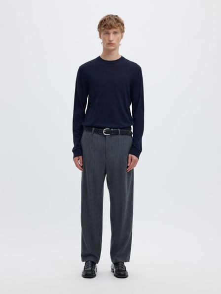 SELECTED Pánsky merino sveter navy blazer