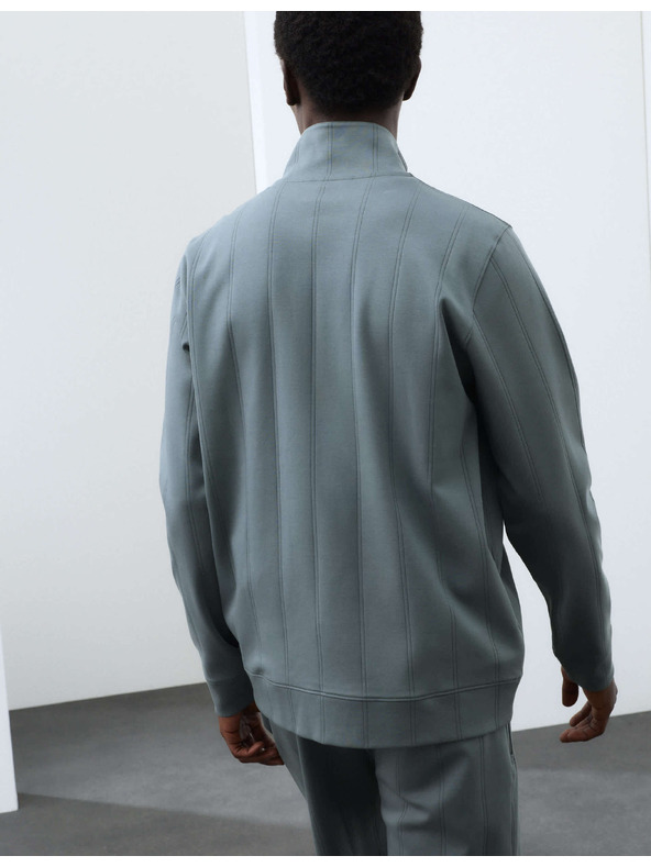 Marks & Spencer Pruhovaná bunda z čistej bavlny s textúrou a polovičným zipom Marks & Spencer sivá