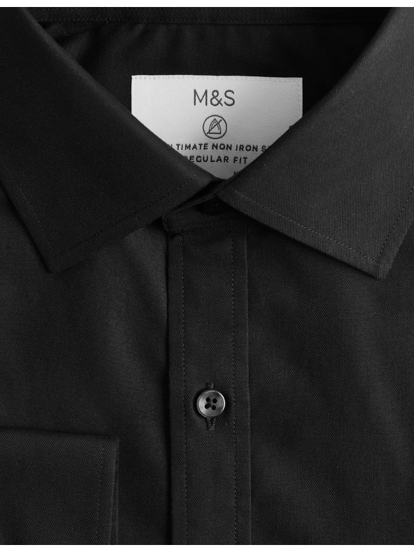 Marks & Spencer Košeľa z bavlny klasického strihu s nezahňovateľnou úpravou Marks & Spencer čierna