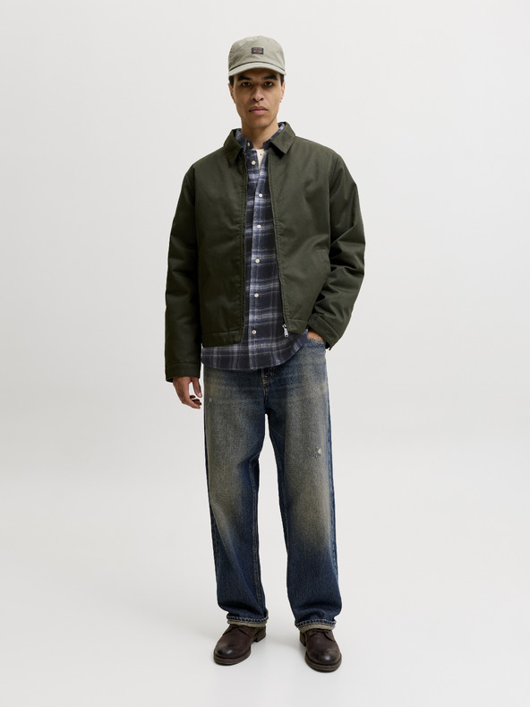 Jack & Jones Flanelová pánska kockovaná košeľa navy