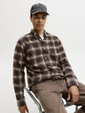 Jack & Jones Flanelová kockovaná pánska košeľa hnedá