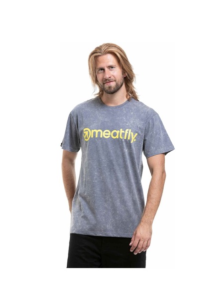 Meatfly Meatfly pánske tričko MF Logo Pewter Acid Wash