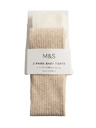 Marks & Spencer Sada 2 ks pančúch s rebrovaním a vysokým podielom bavlny (0–3 roky) Marks & Spencer smotanová
