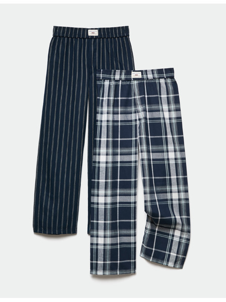 Marks & Spencer Balení 2 kusov tkaných pyžamových nohavíc zo 100% bavlny (6–16 rokov) Marks & Spencer modrá
